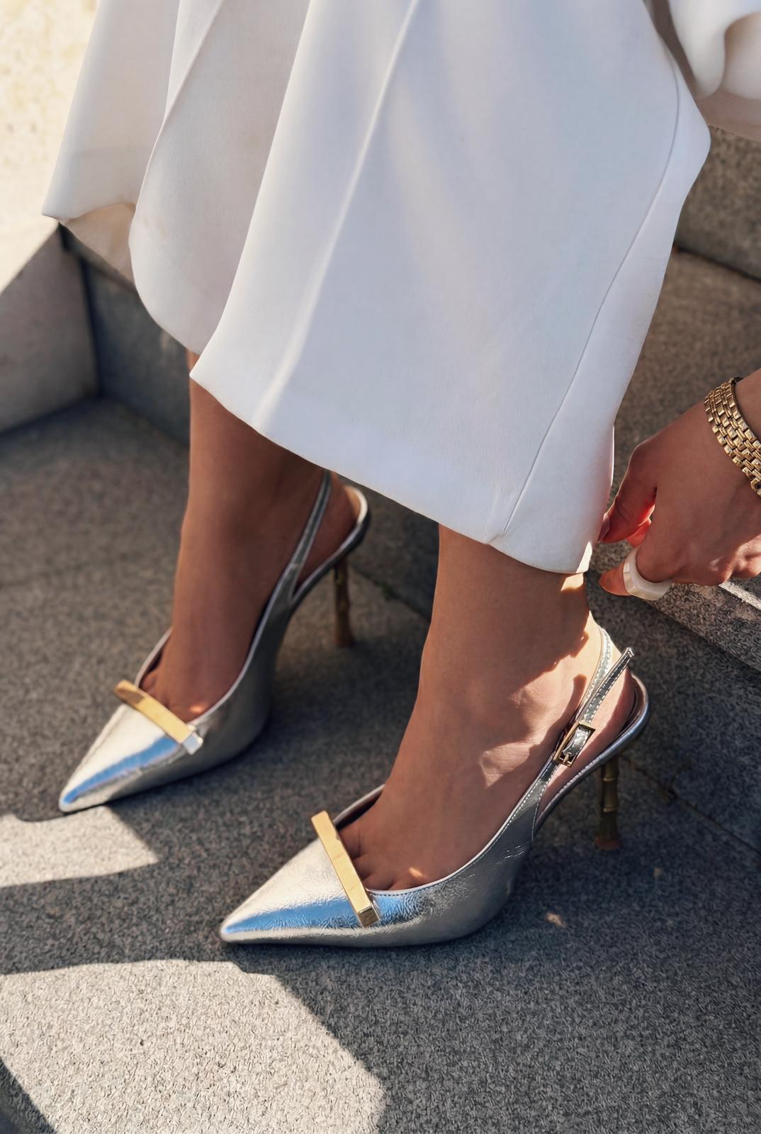 Norloven Silver Patent Faux Leather Women's Stilettos