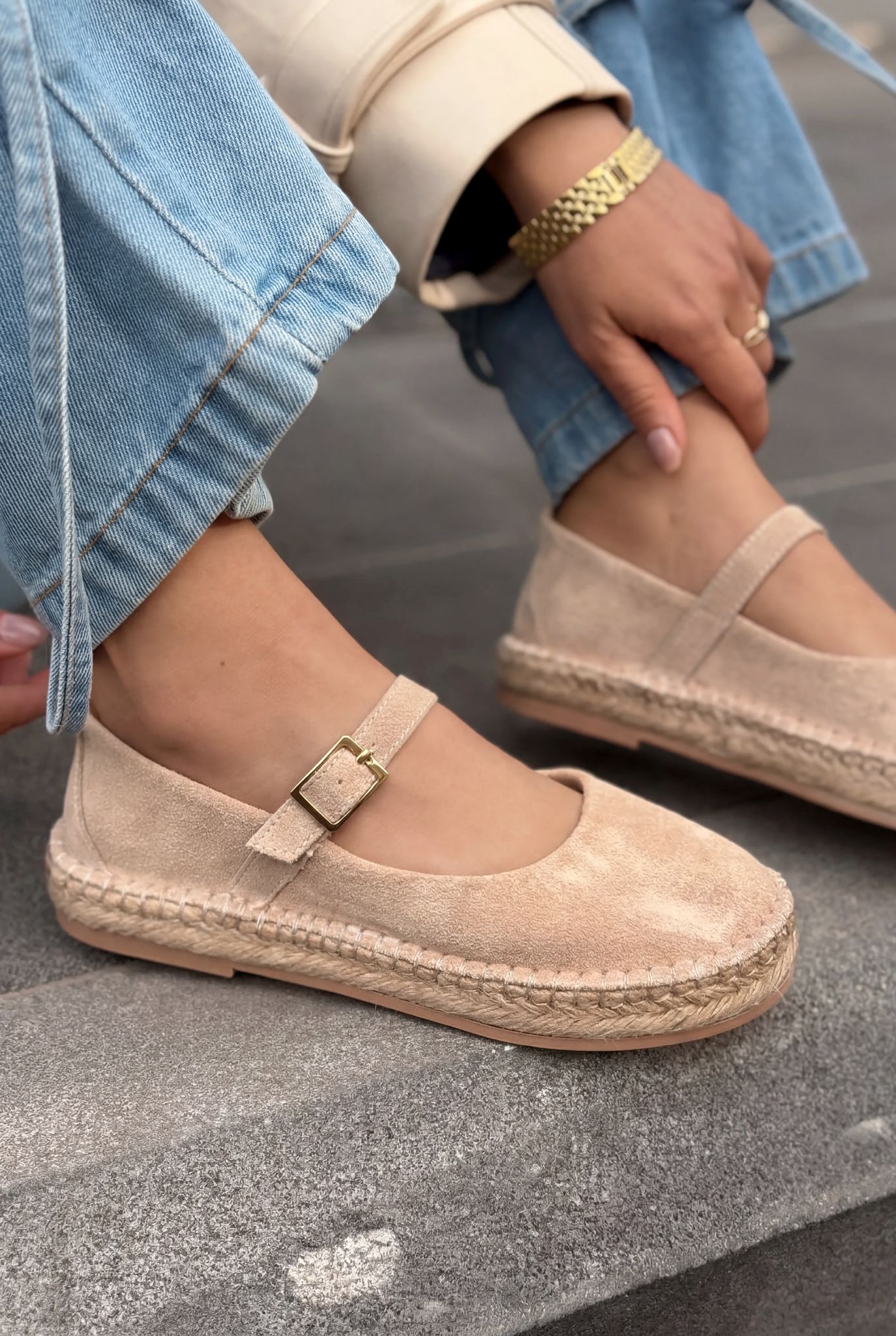 Marena Beige Genuine Suede Women's Espadrille