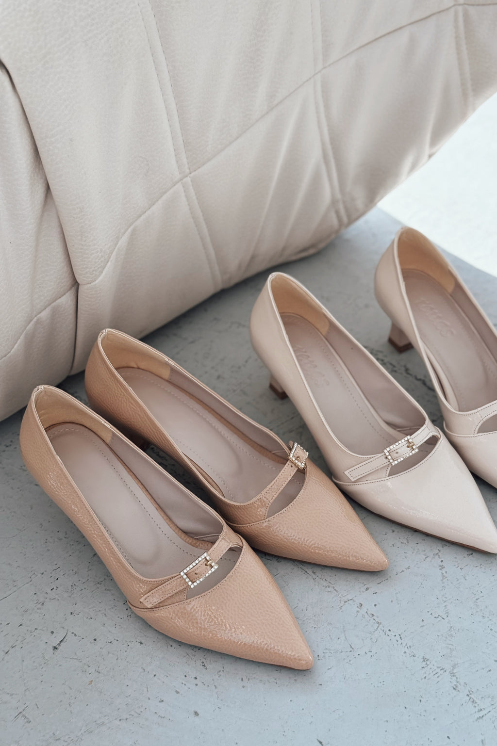 Jolor Nude Patent Faux Leather Women's Stilettos