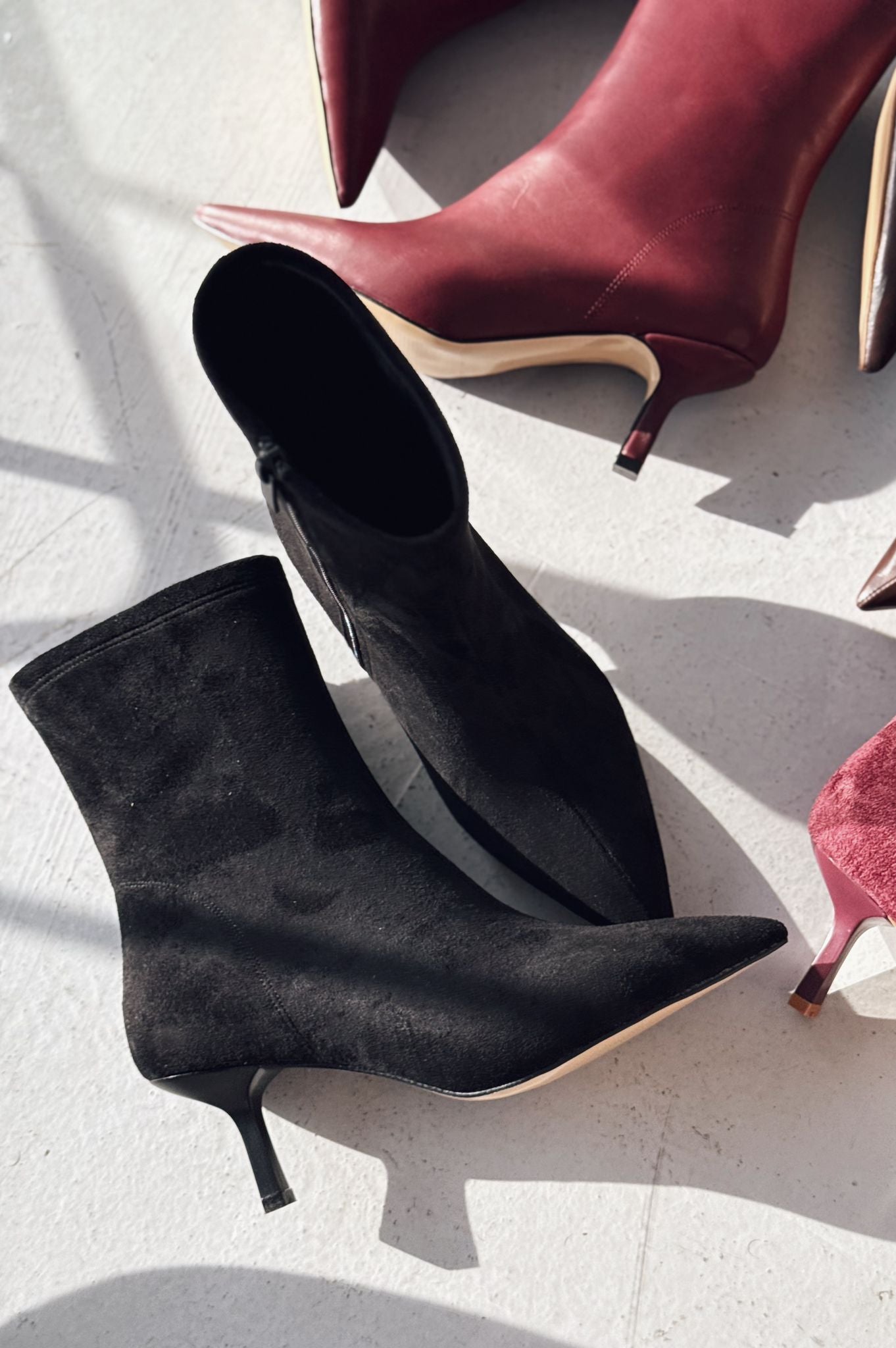 Orvex Black Suede Slim Heel Women's Boots