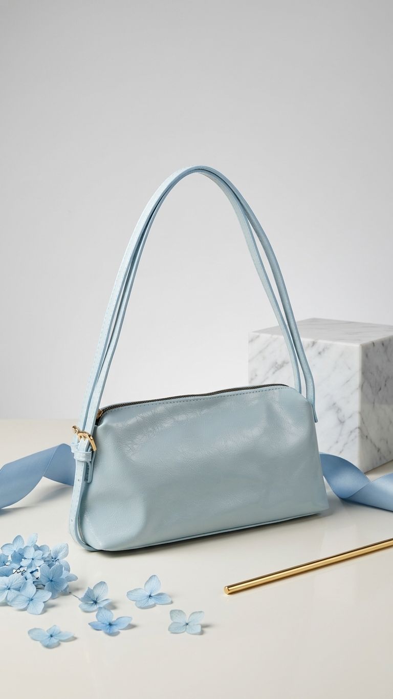 Selvelin Women's Shoulder Bag Baby Blue Patent Faux Leather