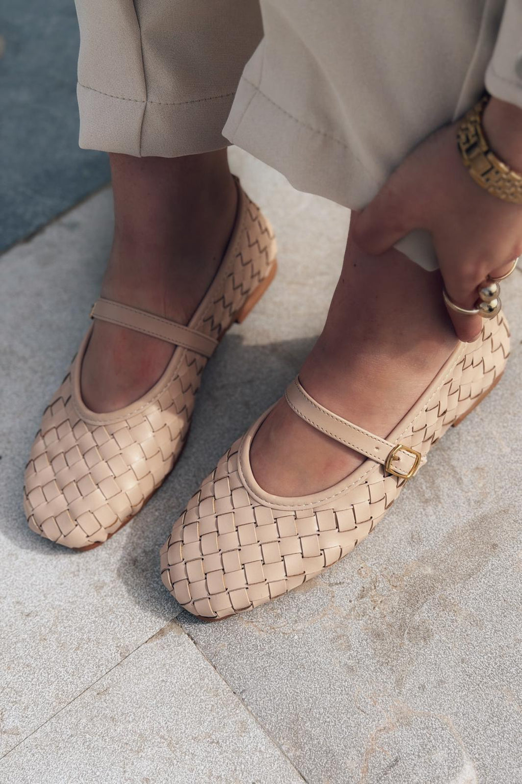 Roselle Nude Faux Leather Women's Flats