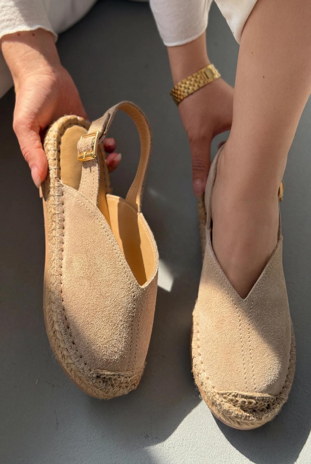 Orveth Beige Genuine Suede Women's Espadrille