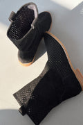 Meror Black Suede Women's Perforated Summer Boots