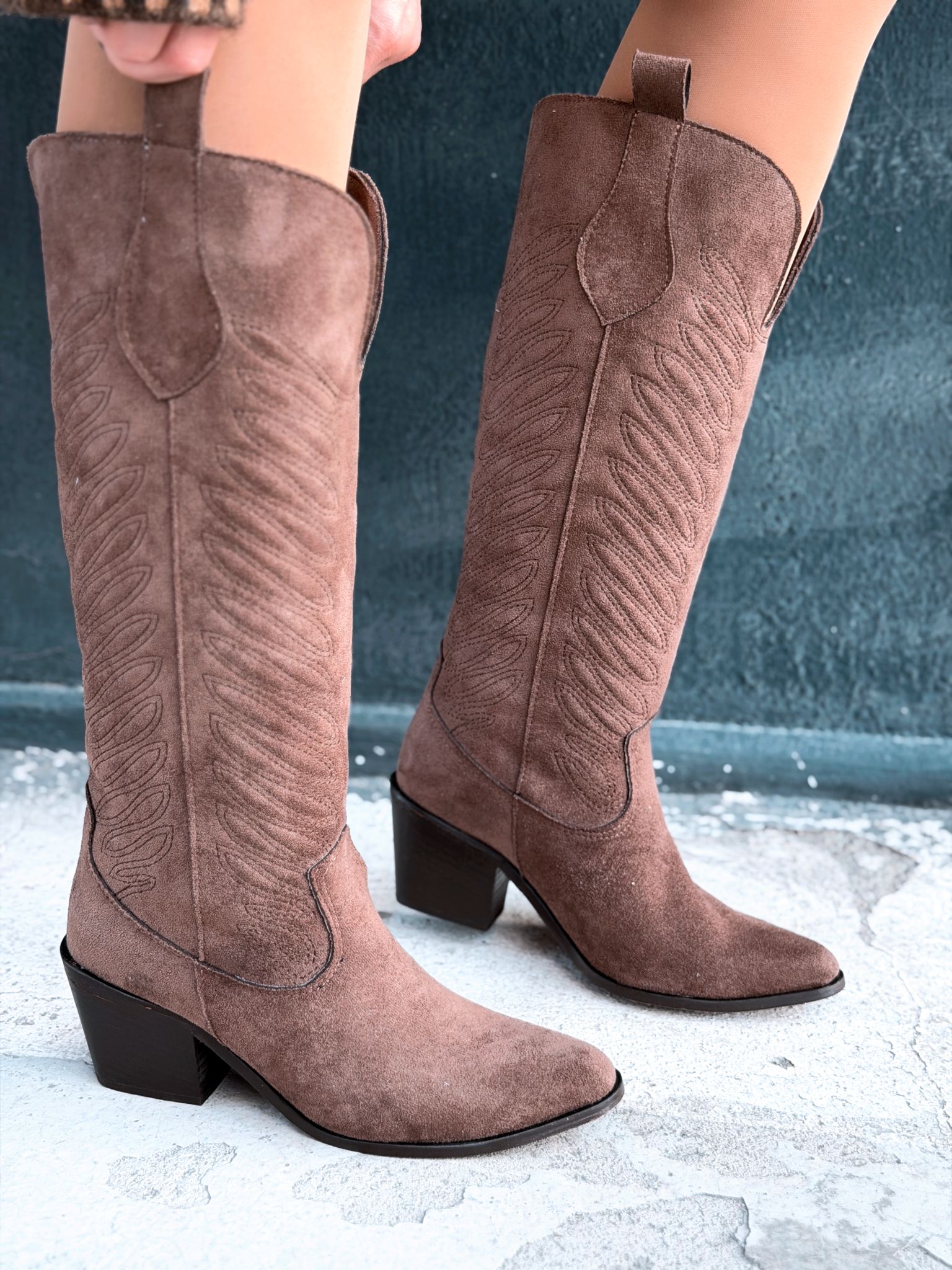 Marvett Brown Suede Women's Cowboy Boots