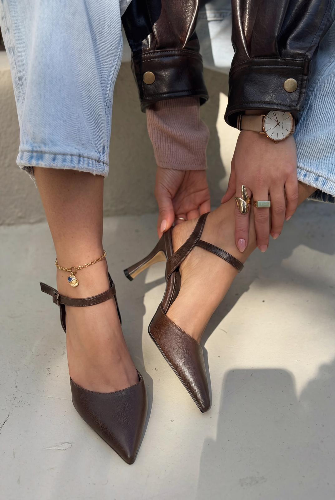 Beloria Light Brown Faux Leather Stilettos