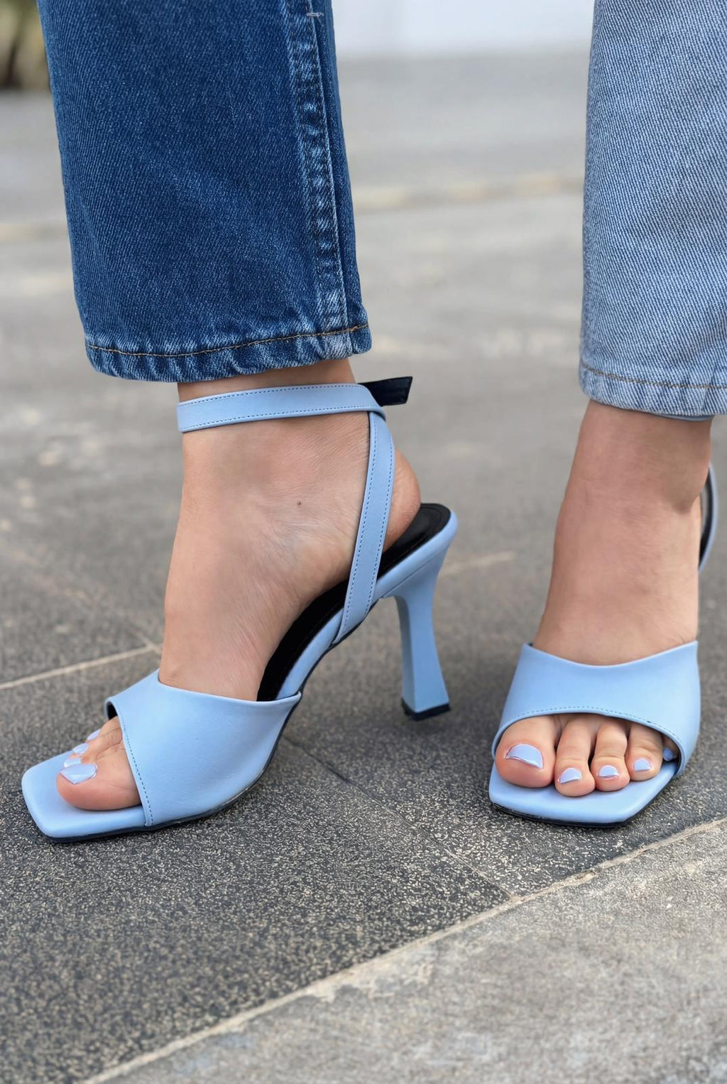 Velniel Blue Faux Leather Women's Pumps Sandals