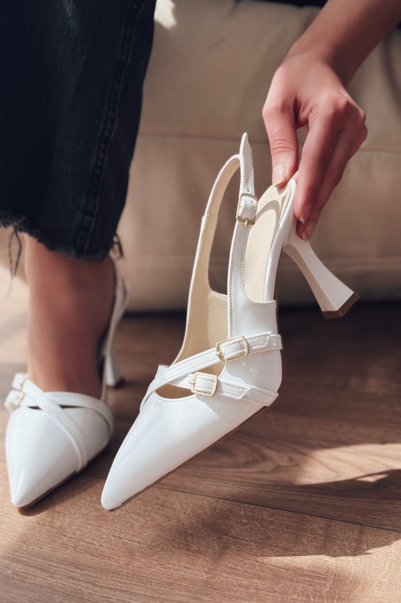 Jolira White Patent Faux Leather Women's Stilettos