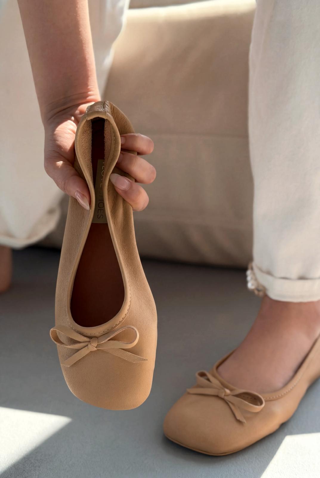 Telion Nude Genuine Leather Women's Flats