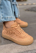 Sarrin Tan Woven Women's Sneakers