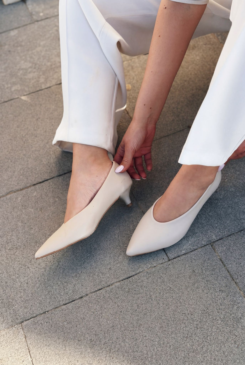 Seranis Beige Genuine Leather Faux Leather Women's Stilettos