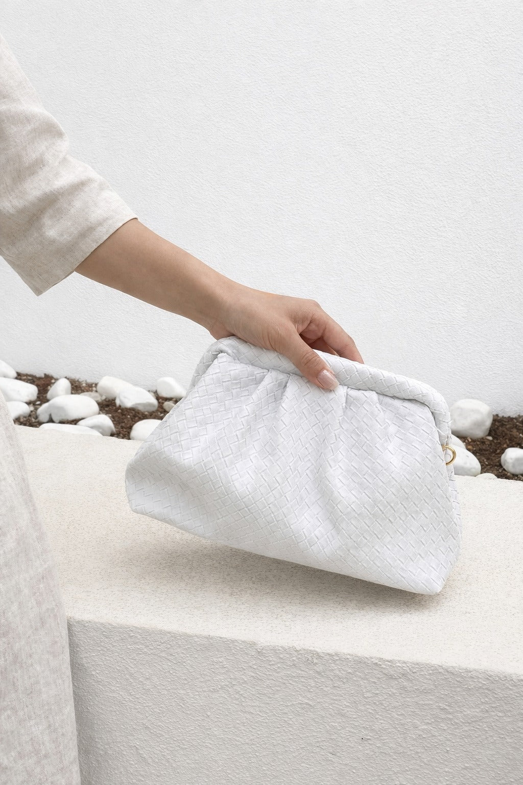 Lurine White Faux Leather Women's Clutch Bag