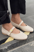 Vespera Beige Faux Leather Women's Flats
