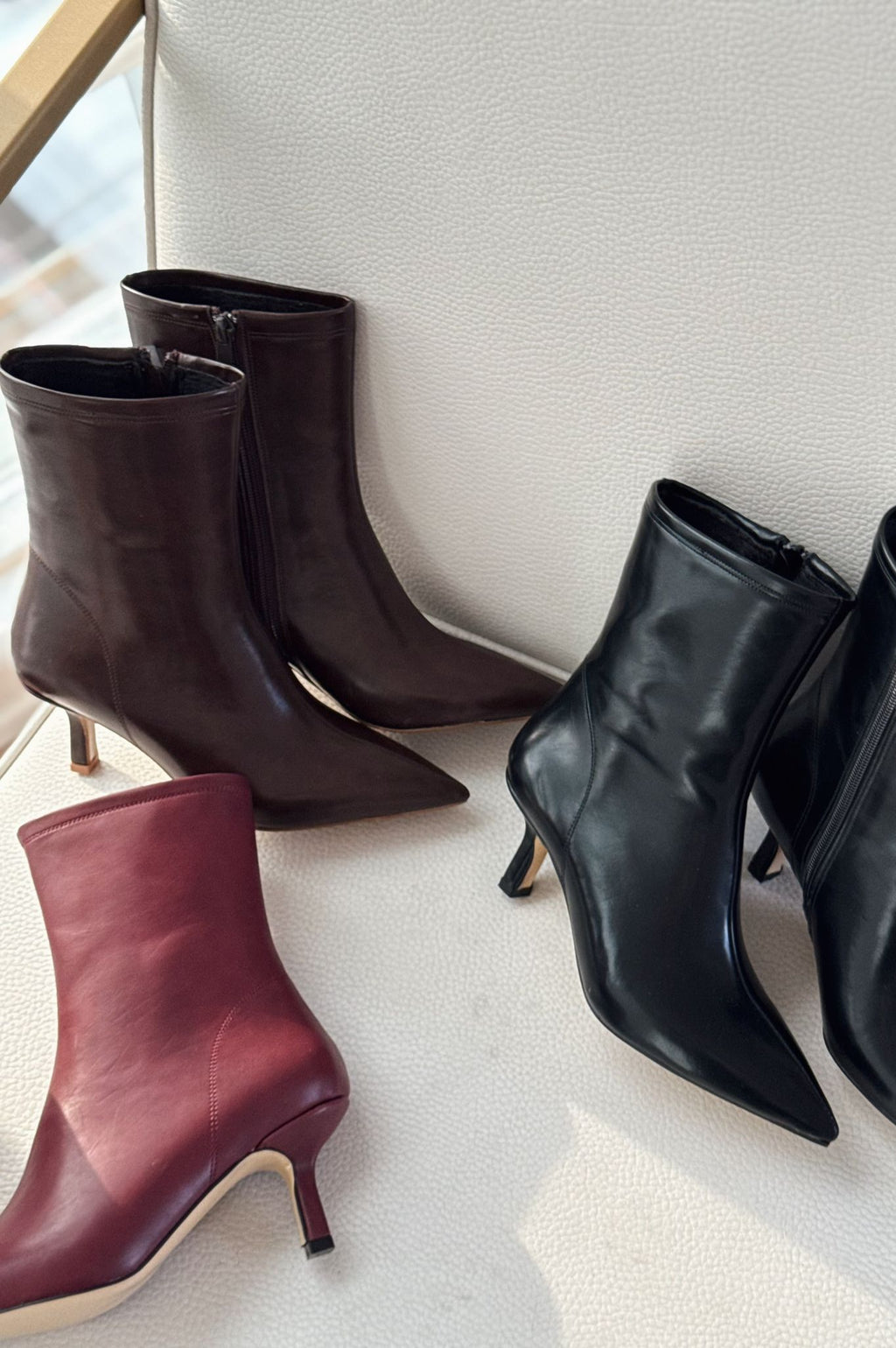 Orvex Women's Burgundy Faux Leather Stiletto Heel Boots