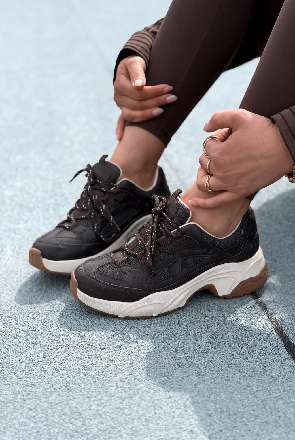 Norser Dark Brown Genuine Leather Women's Sneakers