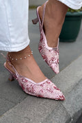 Serona Pink Embroidered Women's Stilettos