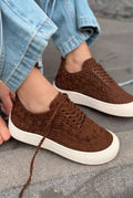 Sarrin Dark Brown Woven Women's Sneakers