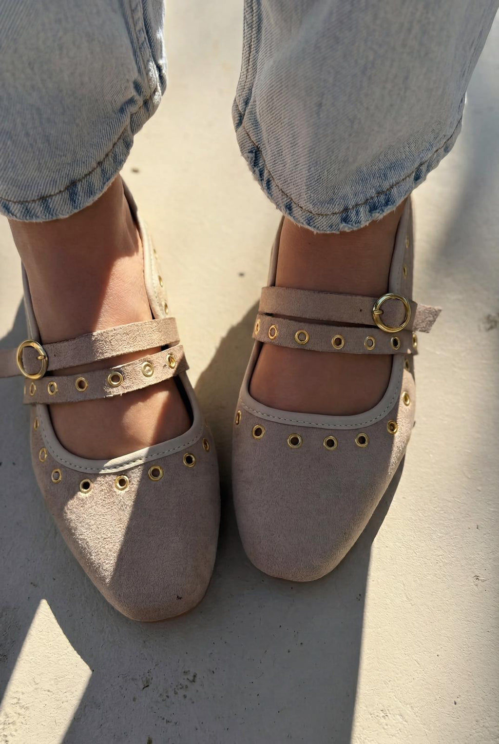 Elia Beige Suede Women's Flats
