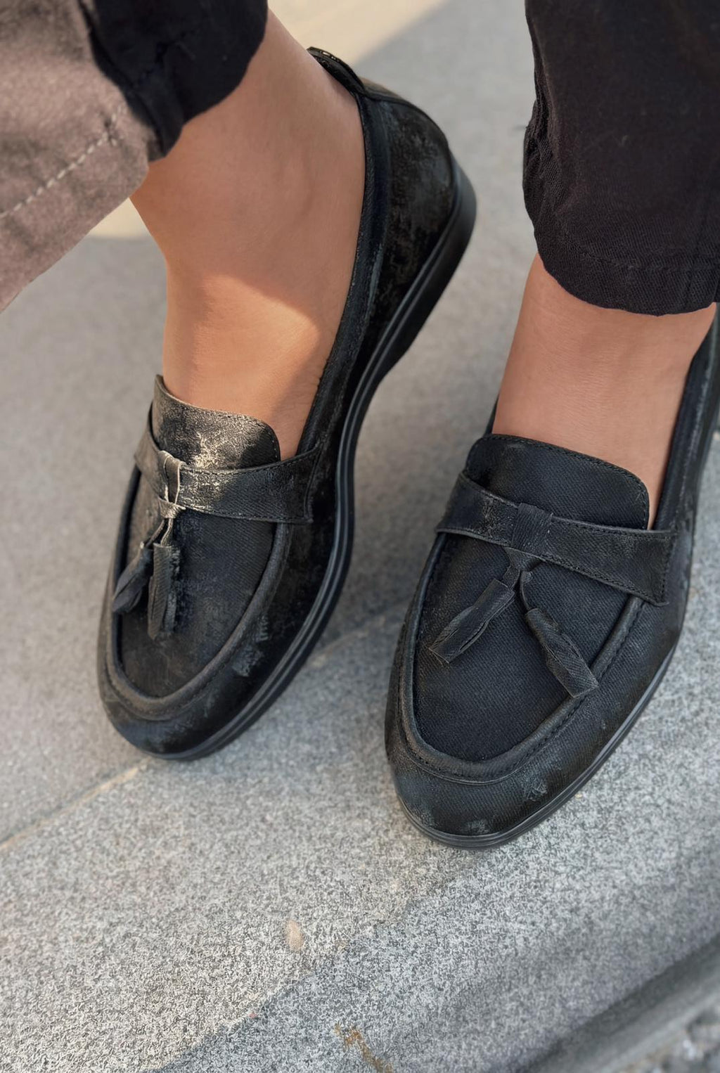 Yorvik Black Satin Women's Loafers