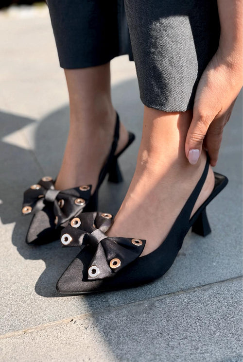 Delvonis Black Satin Women's Stilettos