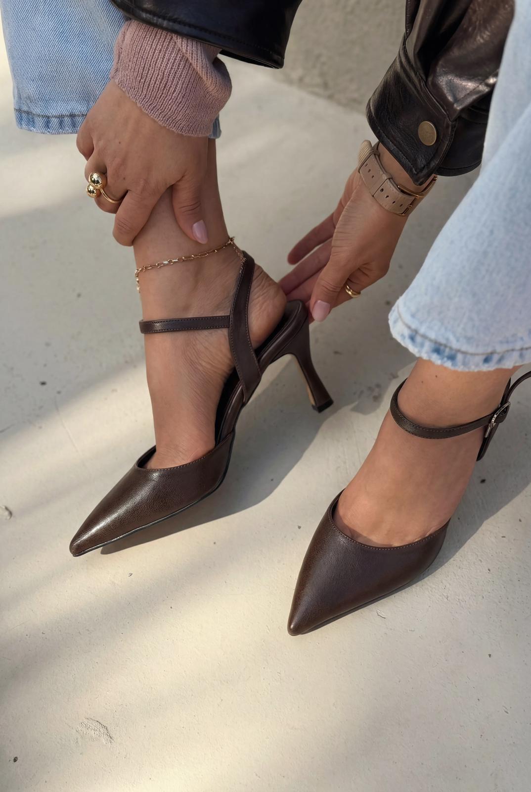 Beloria Light Brown Faux Leather Stilettos