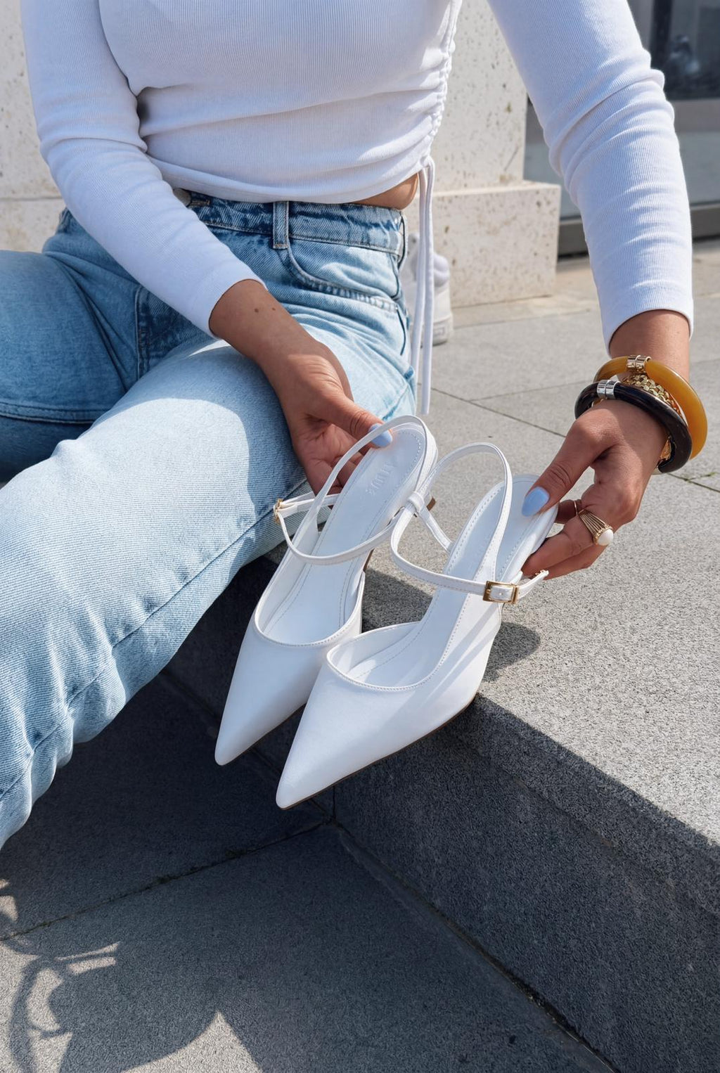Torev White Faux Leather Women's Stilettos