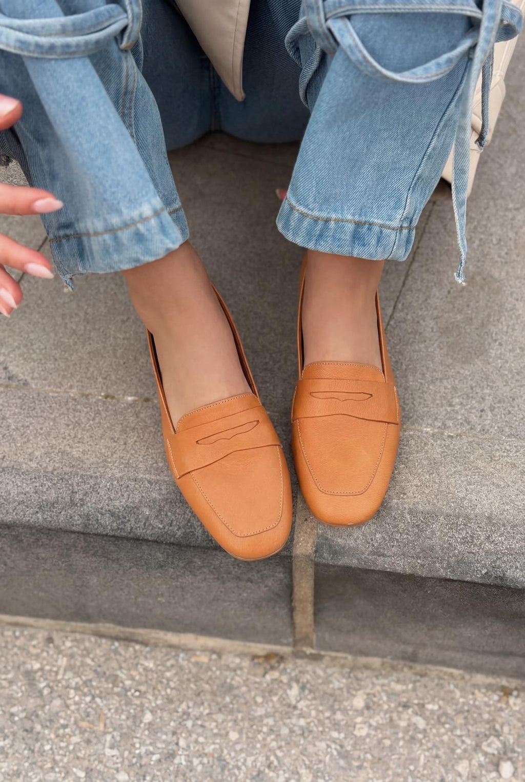 Melniel Tan Genuine Leather Women's Loafers