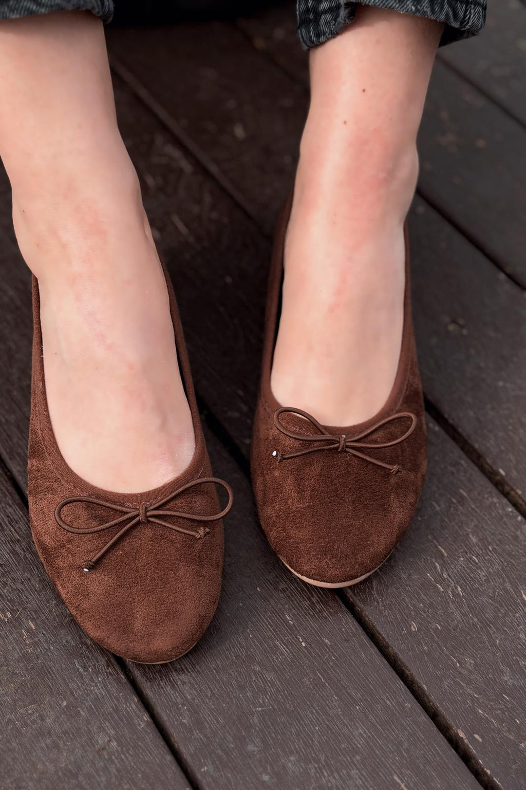 Stellor Dark Brown Suede Women's Wedge Heel Flats