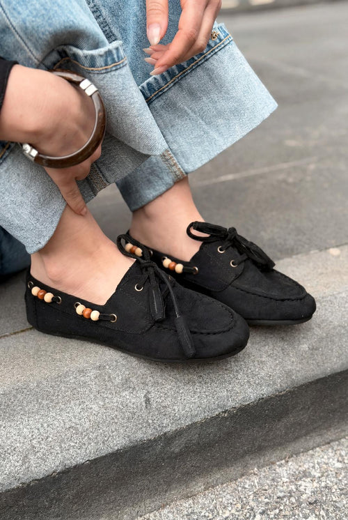 Brion Black Suede Women's Oxford Shoes