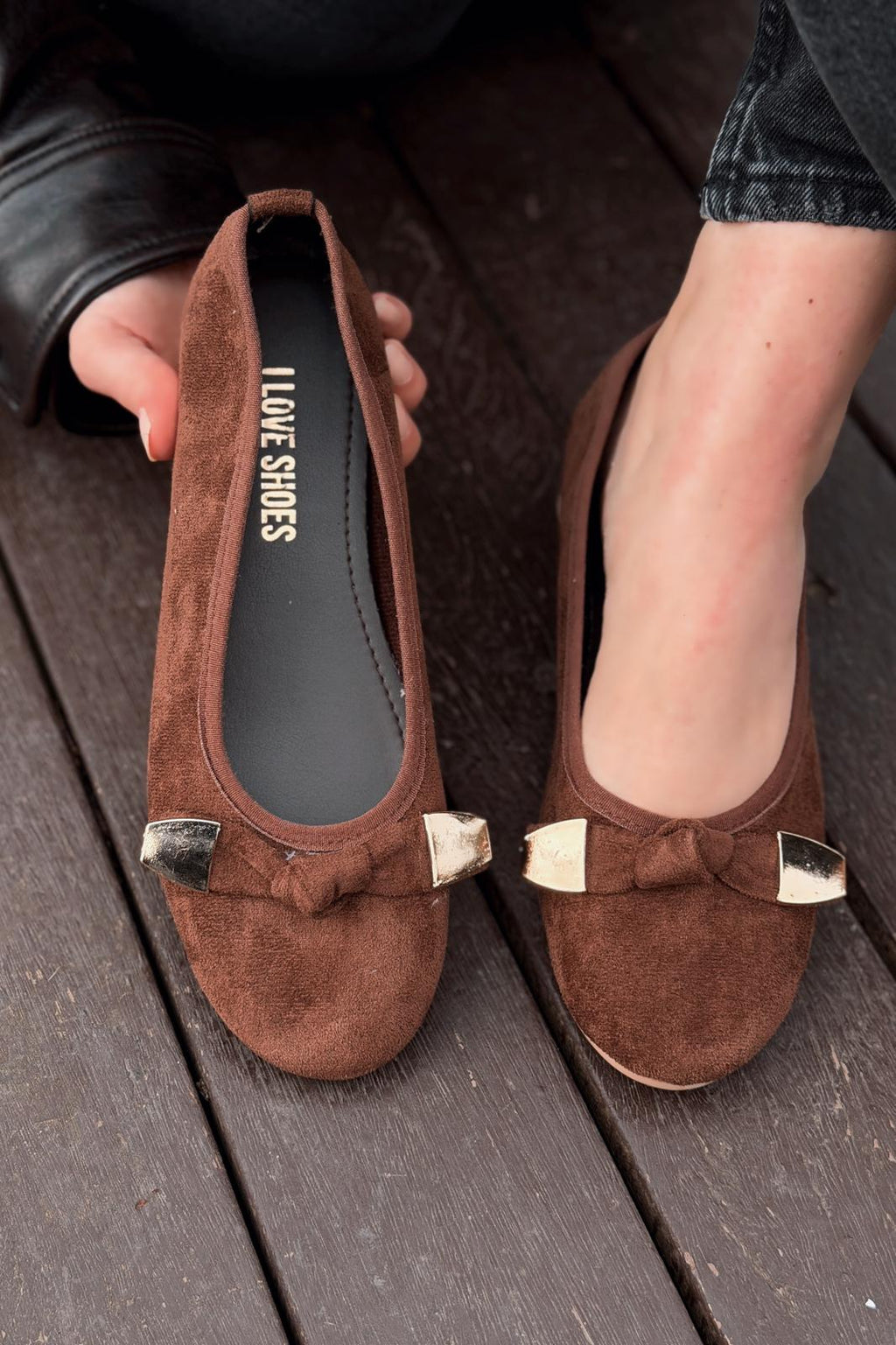 Orphel Light Brown Suede Women's Wedge Heel Flats