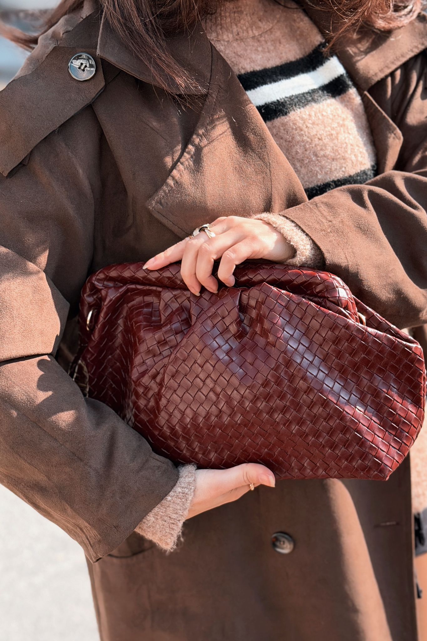 Lurine Burgundy Faux Leather Women's Clutch Bag