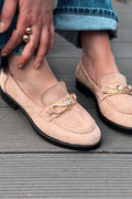 Norel Camel Suede Bow Detail Women's Loafers