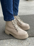 Voltera Beige Faux Leather Women's Boots