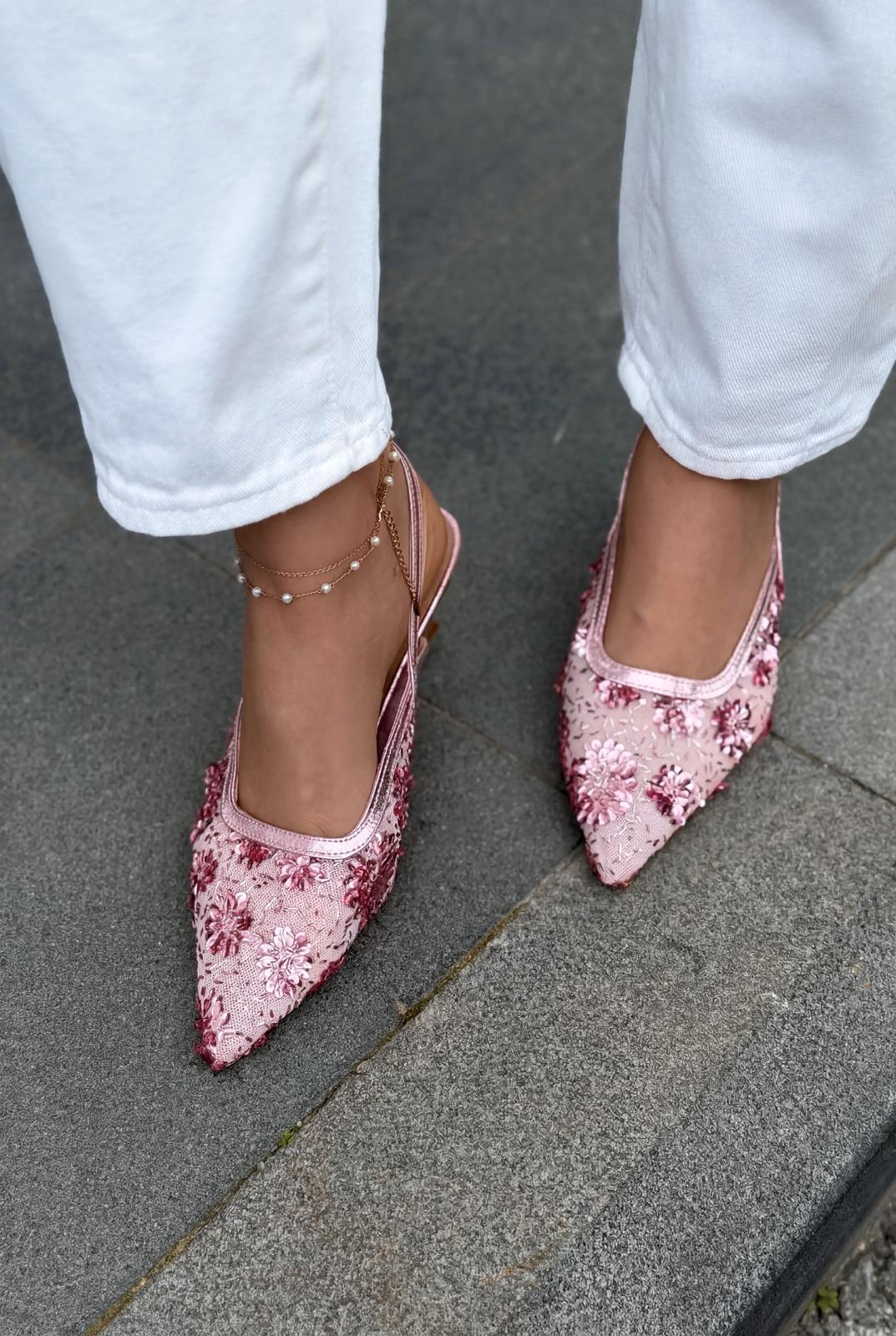 Serona Pink Embroidered Women's Stilettos