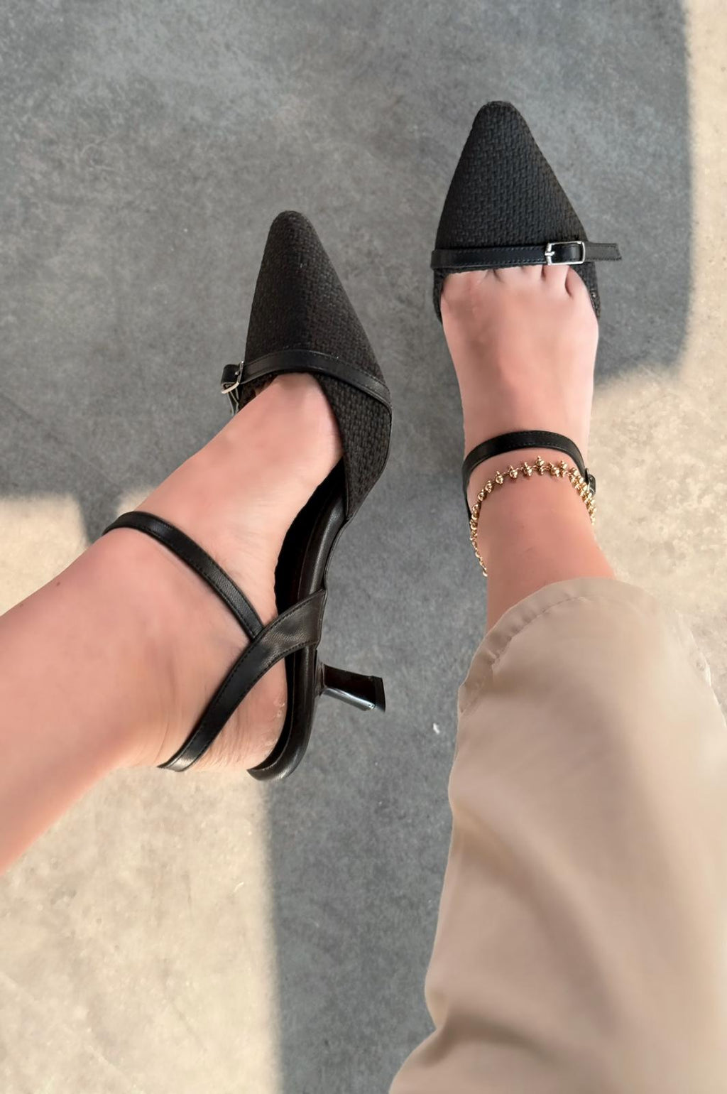 Rensowa Hasır Black Faux Leather Women's Stilettos