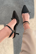 Rensowa Hasır Black Faux Leather Women's Stilettos