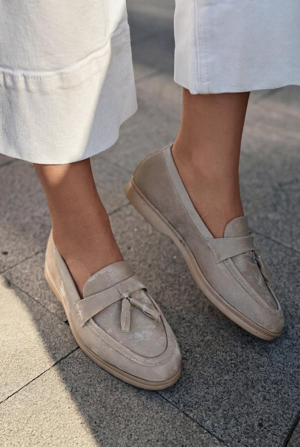 Yorvik Beige Satin Women's Loafers