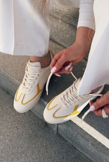 Rosven Yellow Faux Leather Women's Sneakers