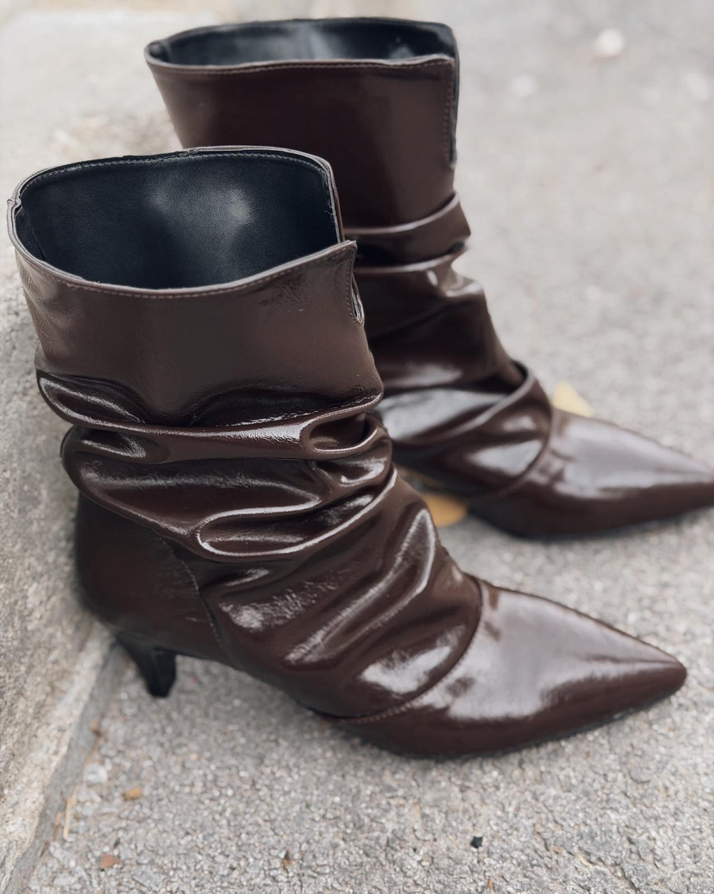 Corlin Women's Pumps Pleated Boots Light Brown Crinkle Patent Faux Leather