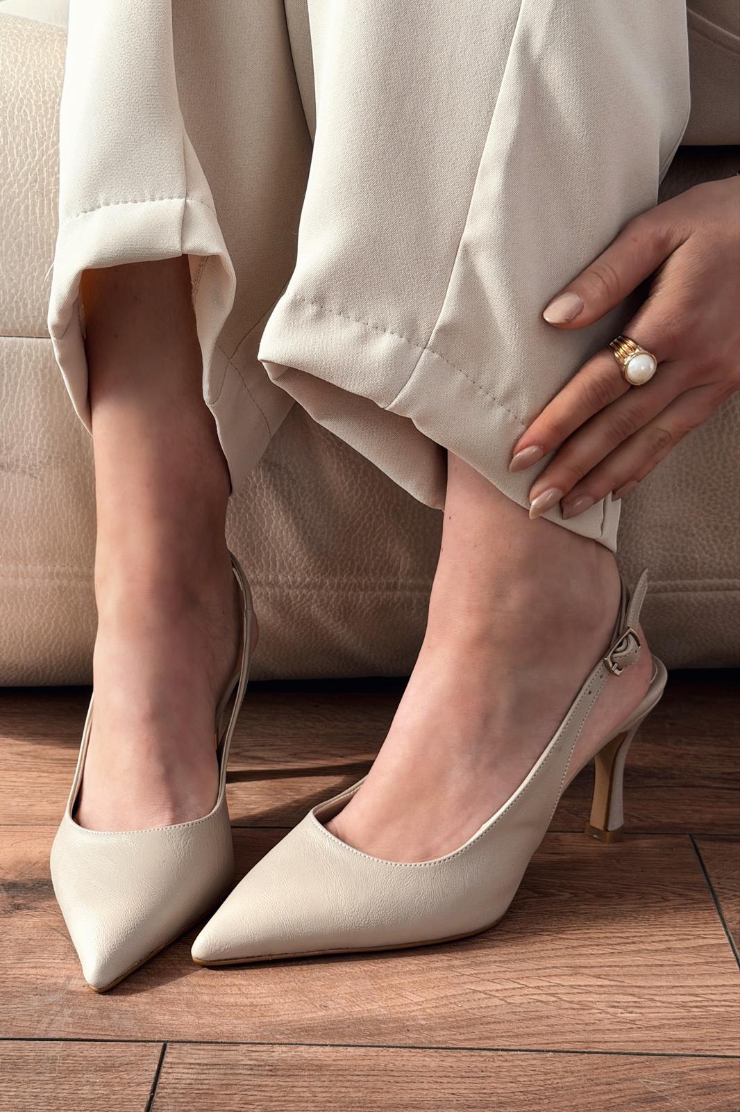 Alvessa Beige Faux Leather Women's Stilettos