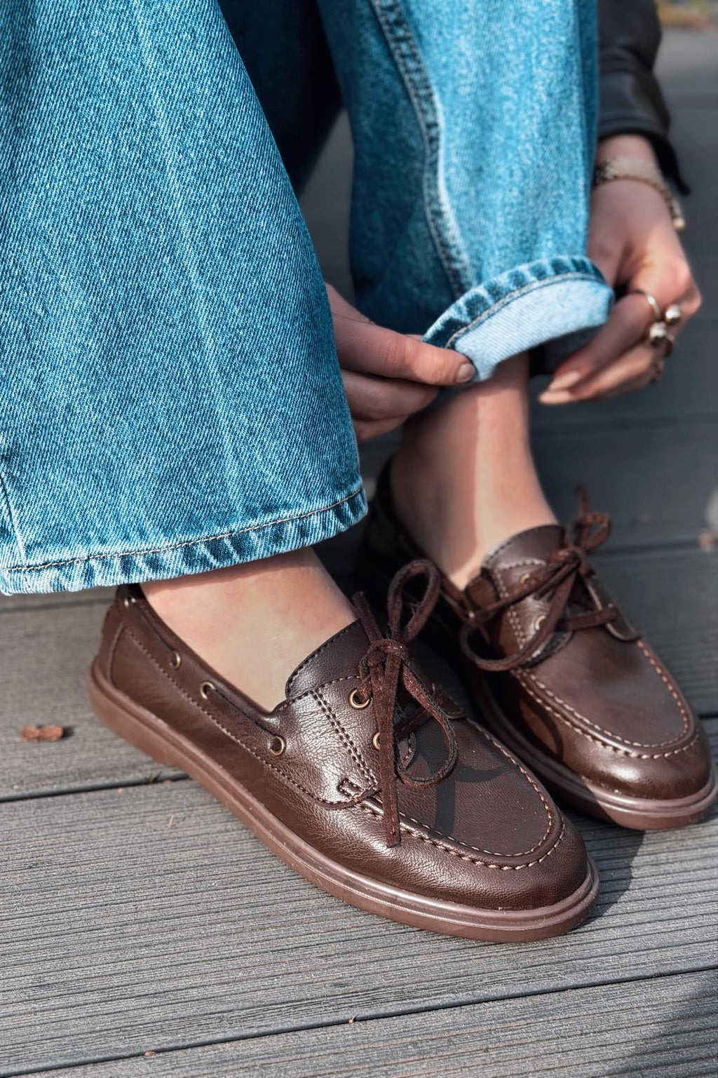 Morin Dark Brown Faux Leather Women's Oxford Shoes