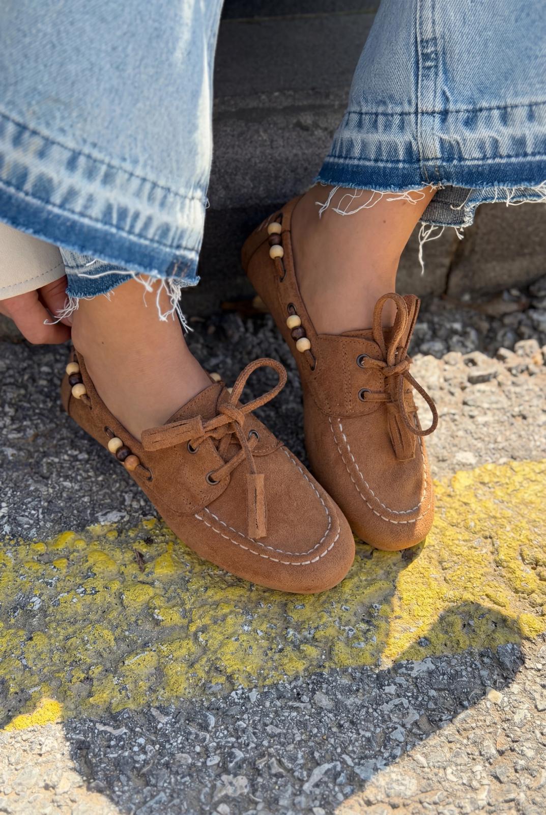 Brion Tan Suede Women's Oxford Shoes