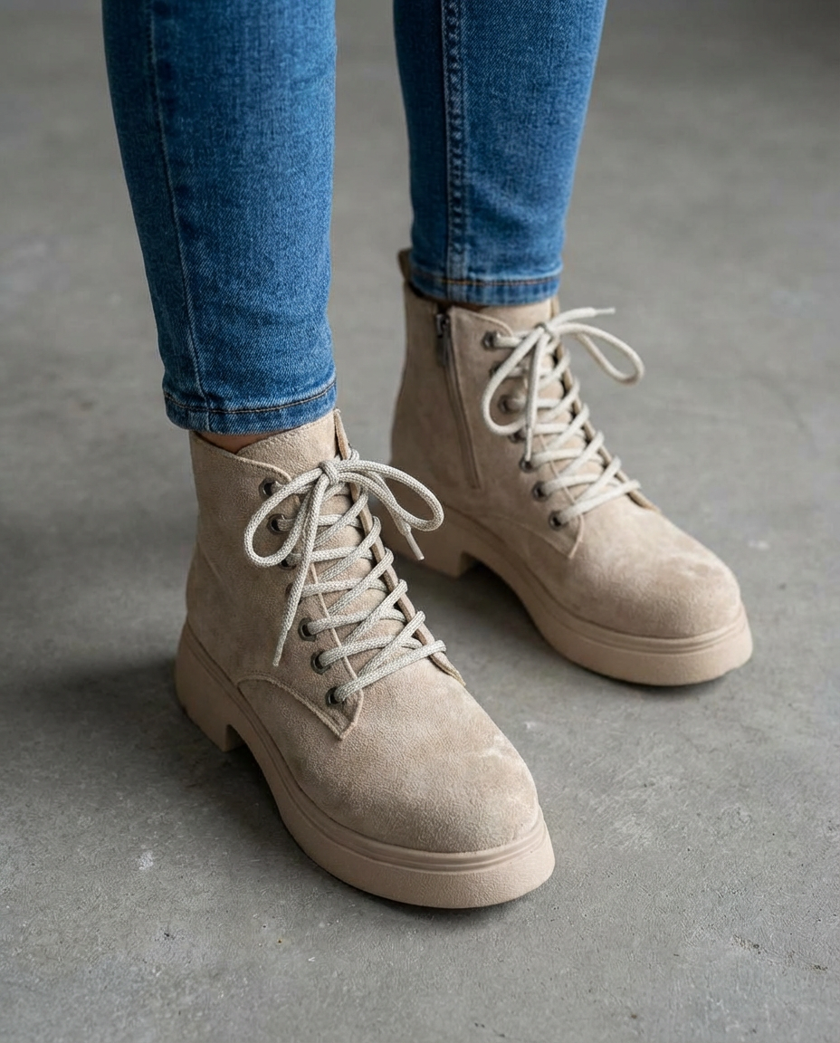 Voltera Beige Suede Women's Boots