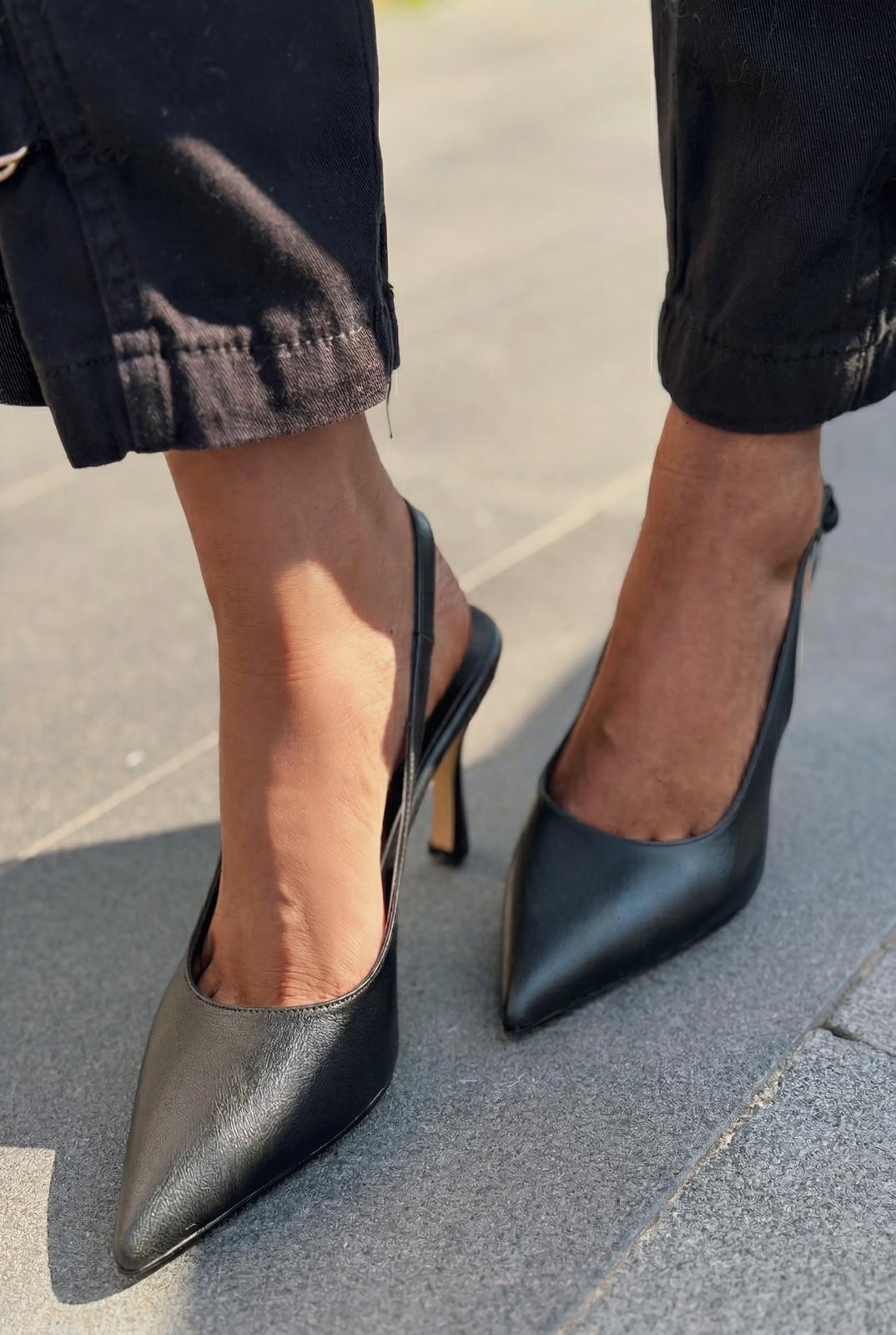 Alvessa Black Faux Leather Women's Stilettos