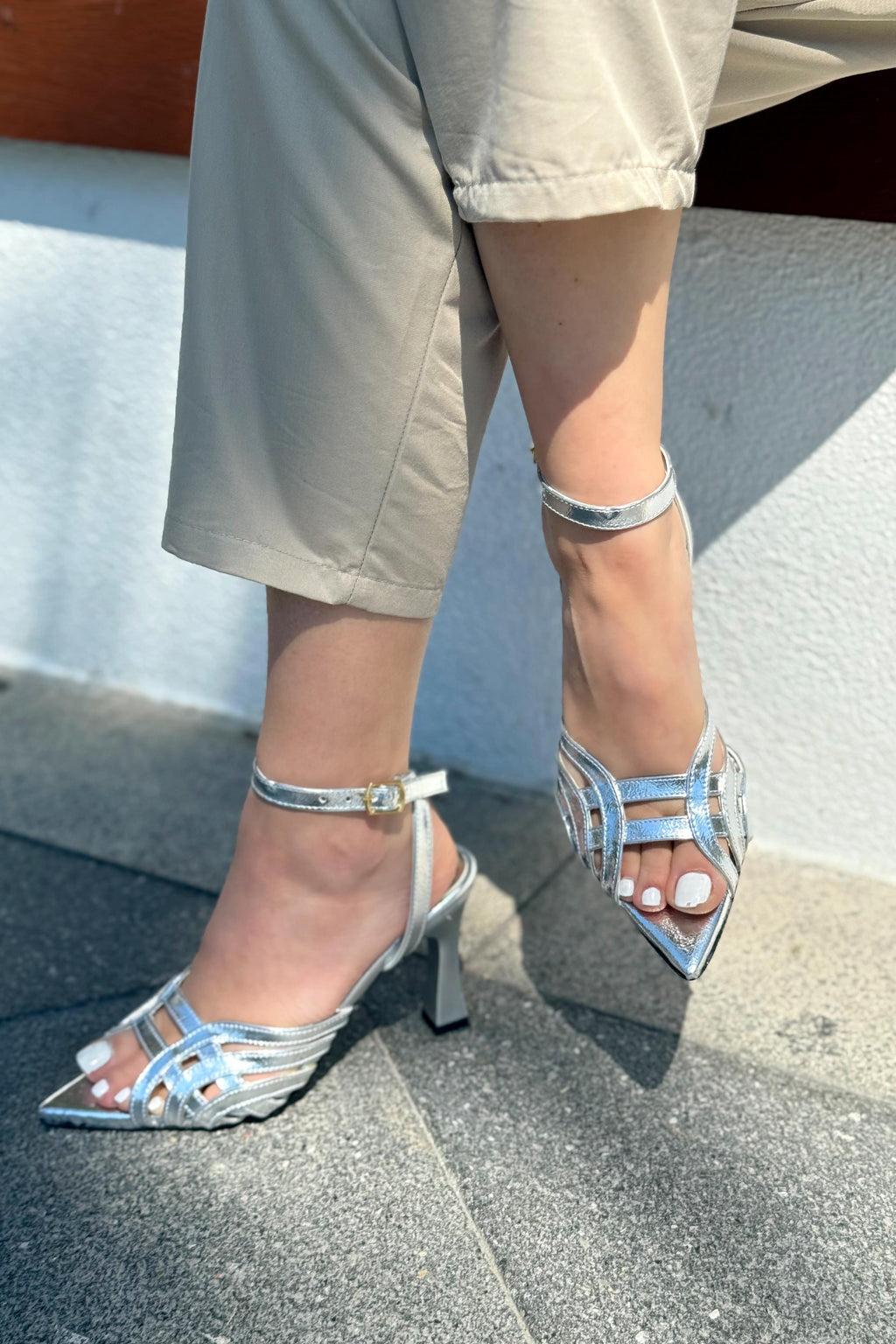 Ronel Gold Strap Detail Faux Leather Women's Pumps