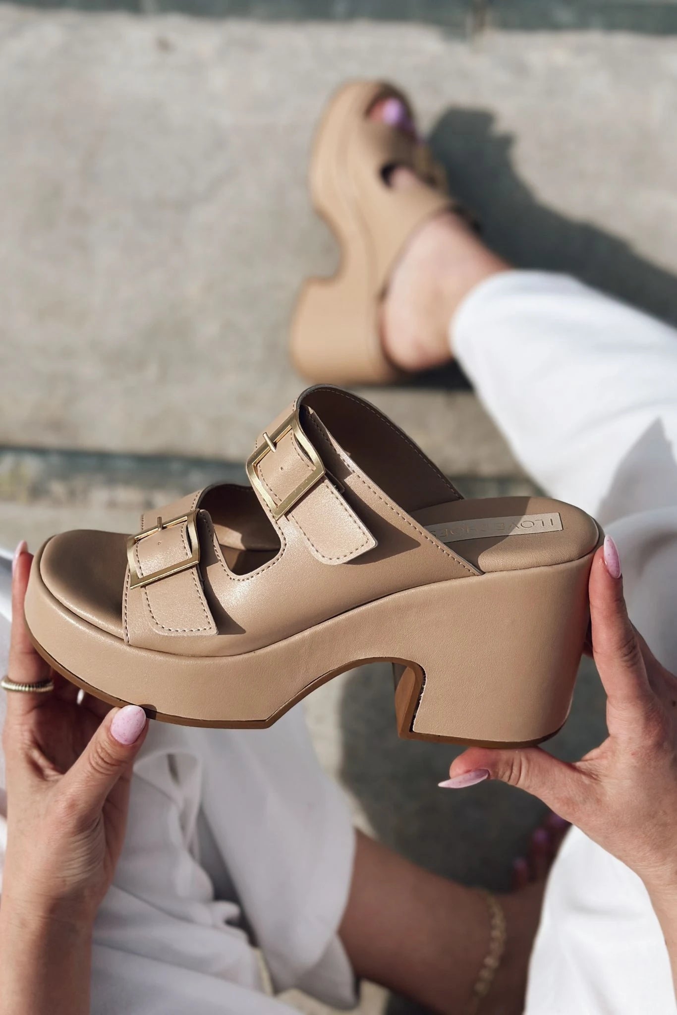 Livons Nude Faux Leather Platform Pumps Women's