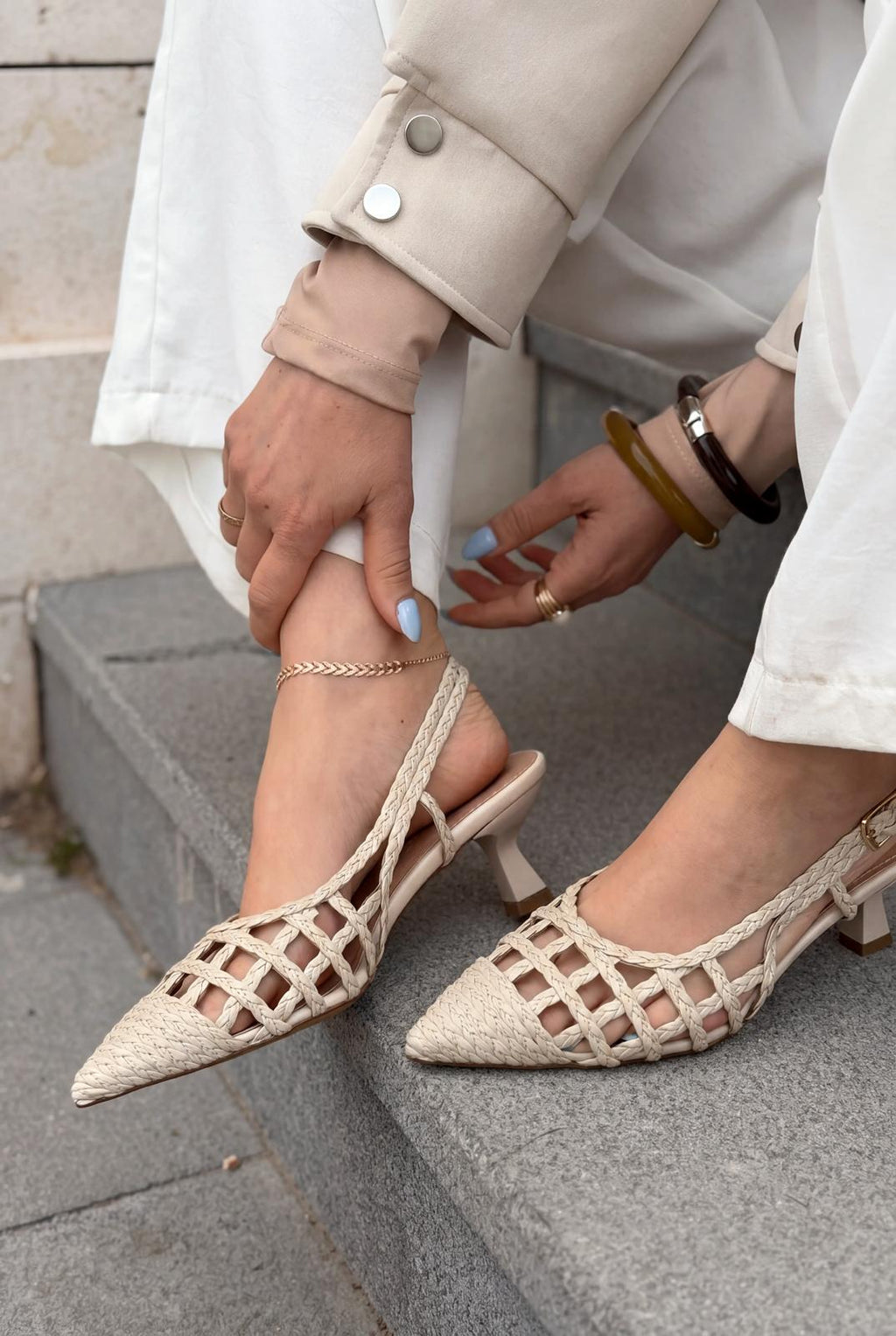 Zelya Beige Faux Leather Women's Pumps