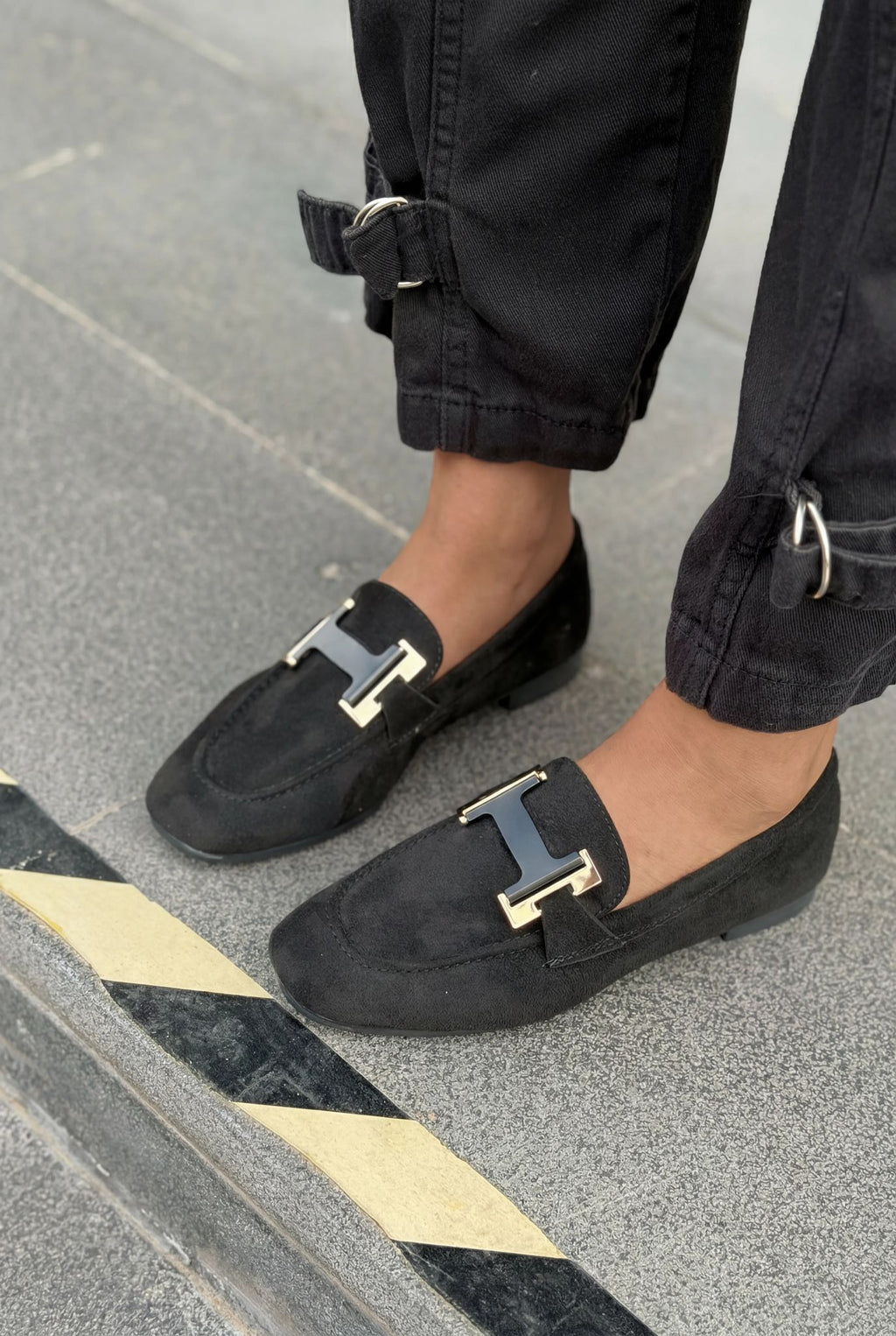 Elara Black Suede Women's Loafers