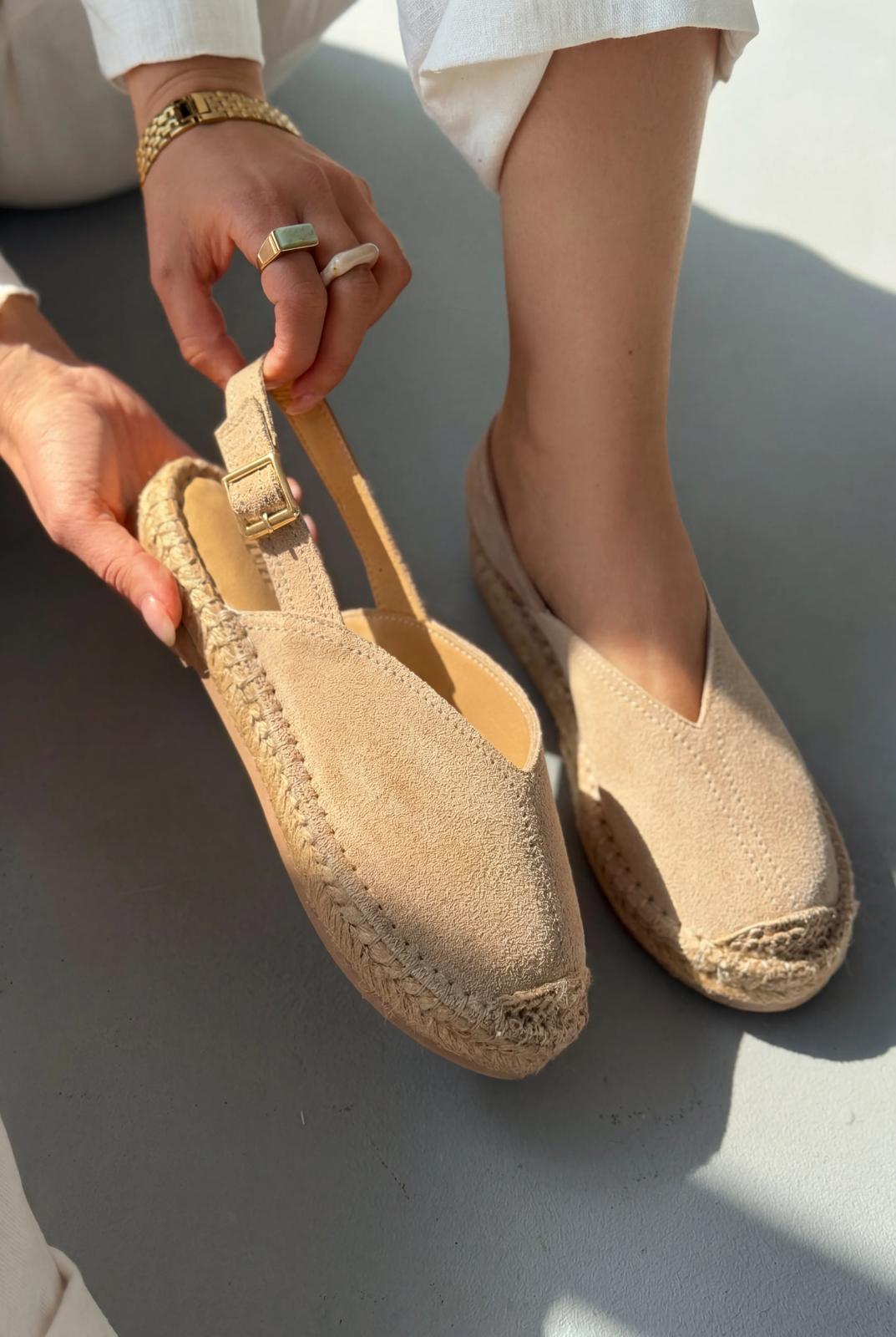 Orveth Beige Genuine Suede Women's Espadrille