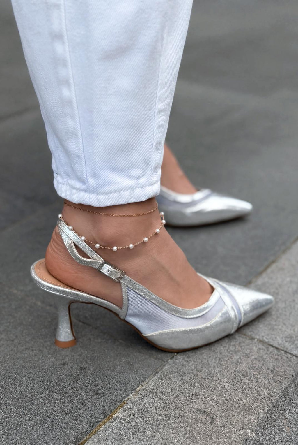Almerion Silver Patent Faux Leather Women's Stilettos